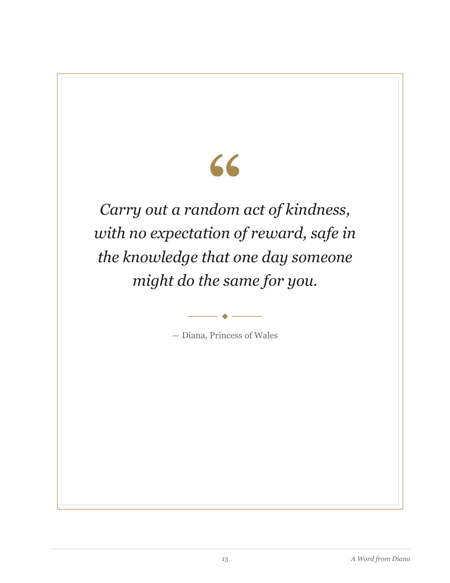 A quote page in Diana's own words